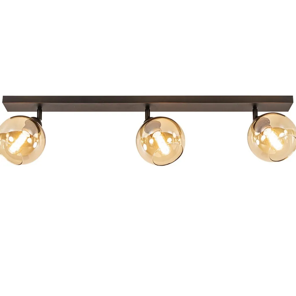 Straluma Verstelbare 3-lichts plafondlamp met amber glas> Slaapkamerlampen|Keukenverlichting