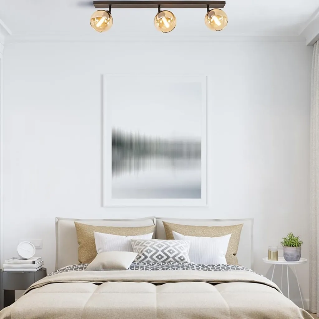 Straluma Verstelbare 3-lichts plafondlamp met amber glas> Slaapkamerlampen|Keukenverlichting