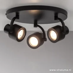 Straluma Verstelbare opbouwspot zwart 3-lichts> Plafondlampen|Opbouwspots
