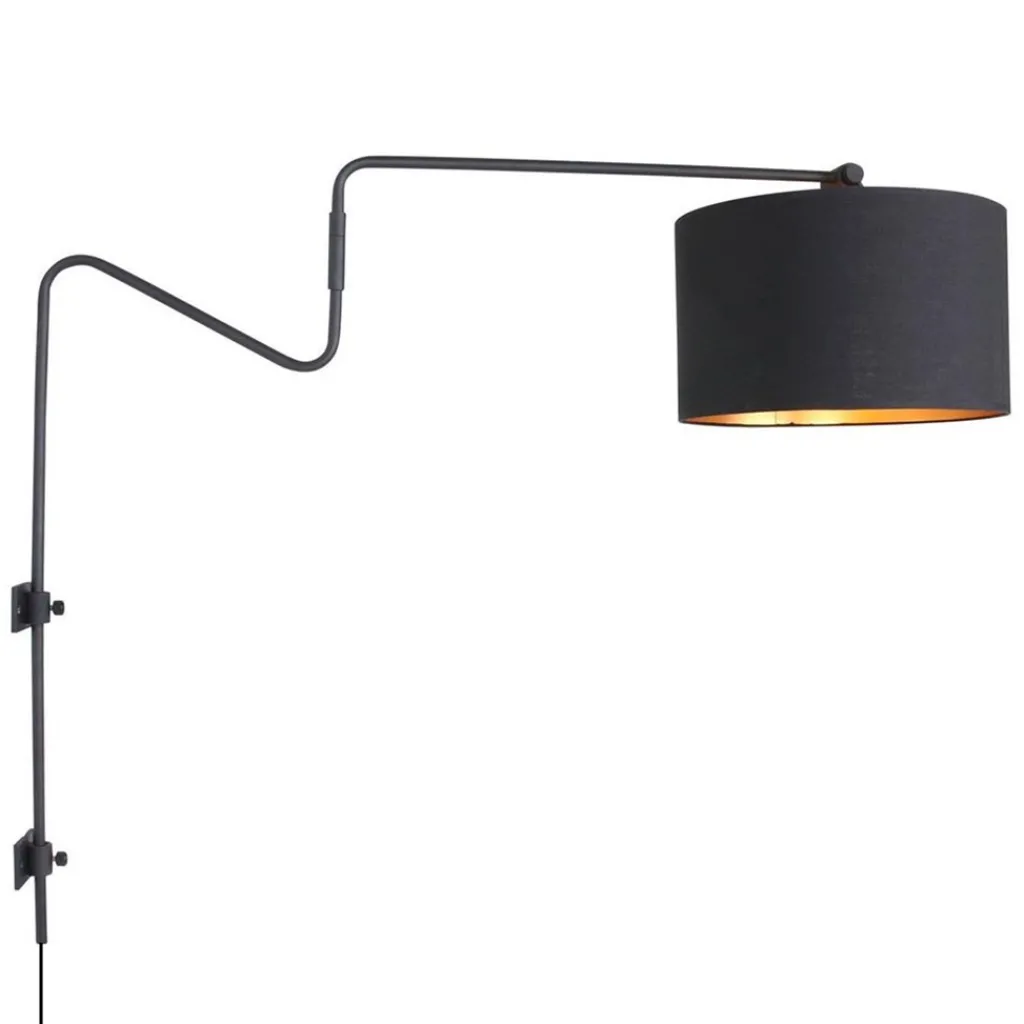 Straluma Verstelbare wandlamp met zwart/gouden kap> Wandlampen|Schemerlampen