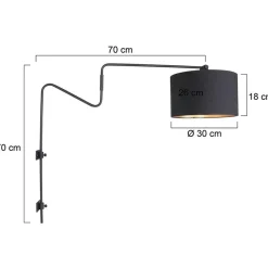 Straluma Verstelbare wandlamp met zwart/gouden kap><noscript><img width=