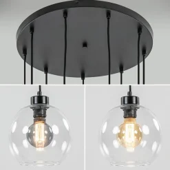 Straluma Videlamp / multipendel 9L zwart helder bolglas><noscript><img width=