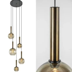 Straluma Videlamp Bella 5L rond zwart/brons+smoke> Videverlichting|Pendel Lampen