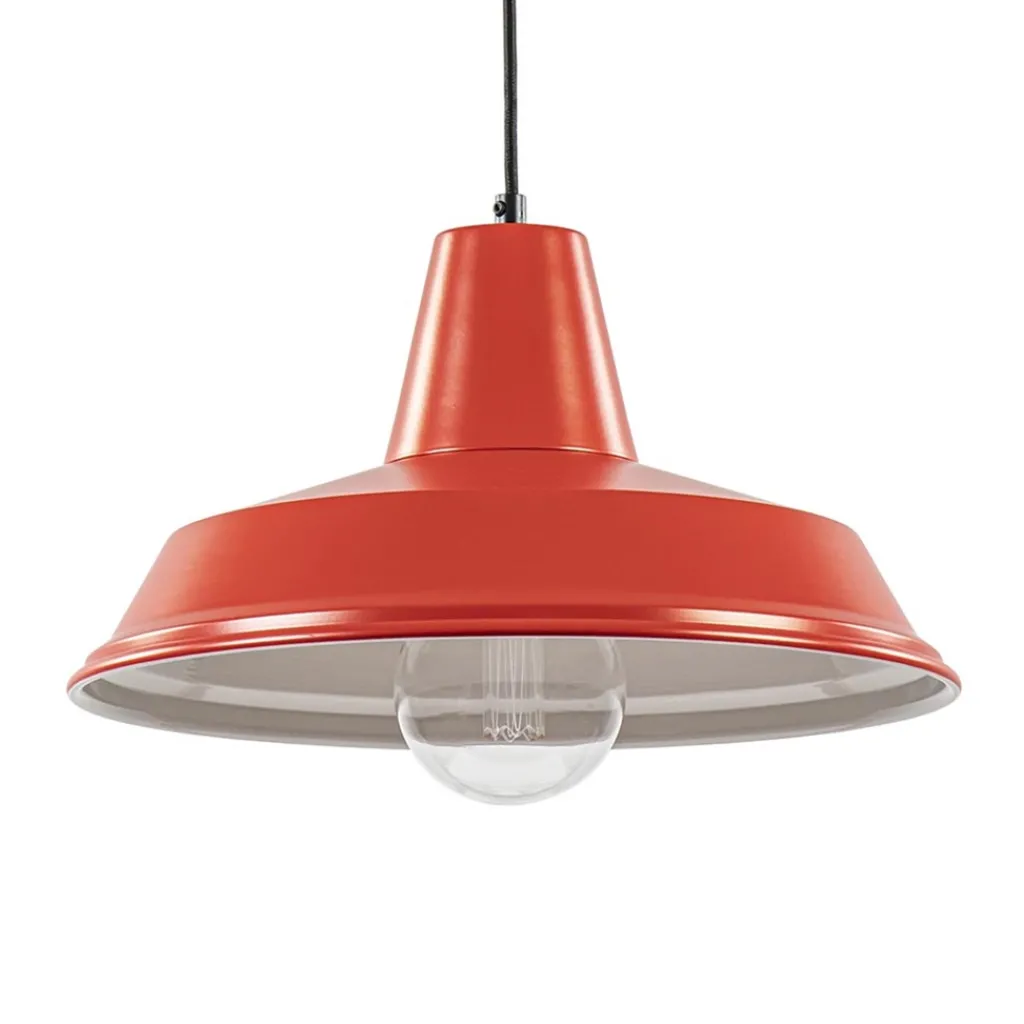 Straluma Vintage hanglamp rood met wit en zwart snoer> Woonkamerlampen|Tienerkamerlampen