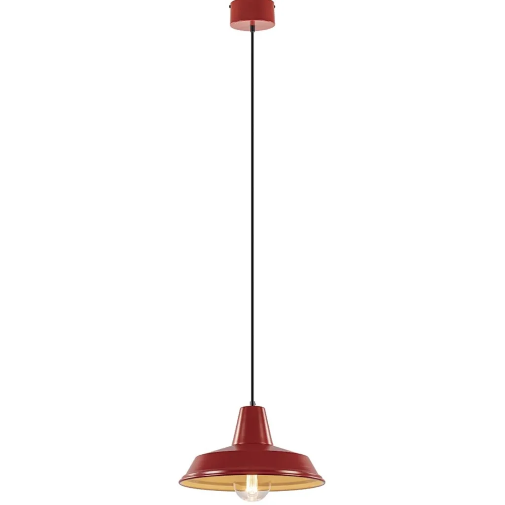 Straluma Vintage hanglamp rood met wit en zwart snoer> Woonkamerlampen|Tienerkamerlampen