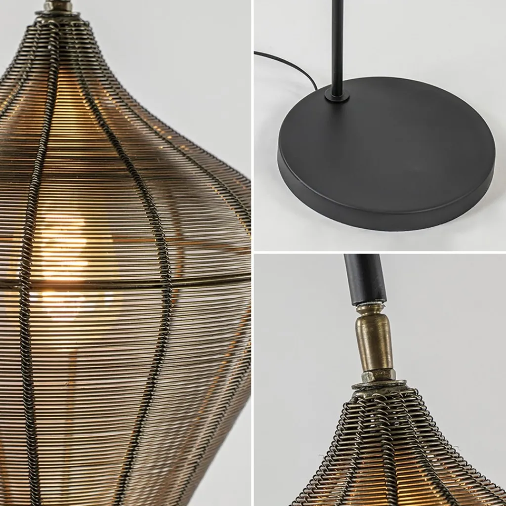 Straluma Vloerlamp Alvaro antiek brons + mat zwart> Draadlampen|Light and Living