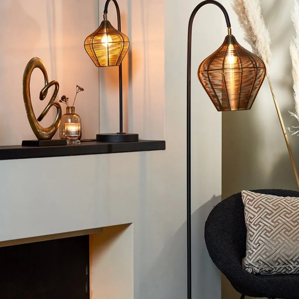 Straluma Vloerlamp Alvaro antiek brons + mat zwart> Draadlampen|Light and Living
