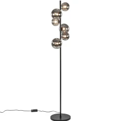 Straluma Vloerlamp Calcio 6l zwart + smoke glas> Woonkamerlampen|Vloerlampen