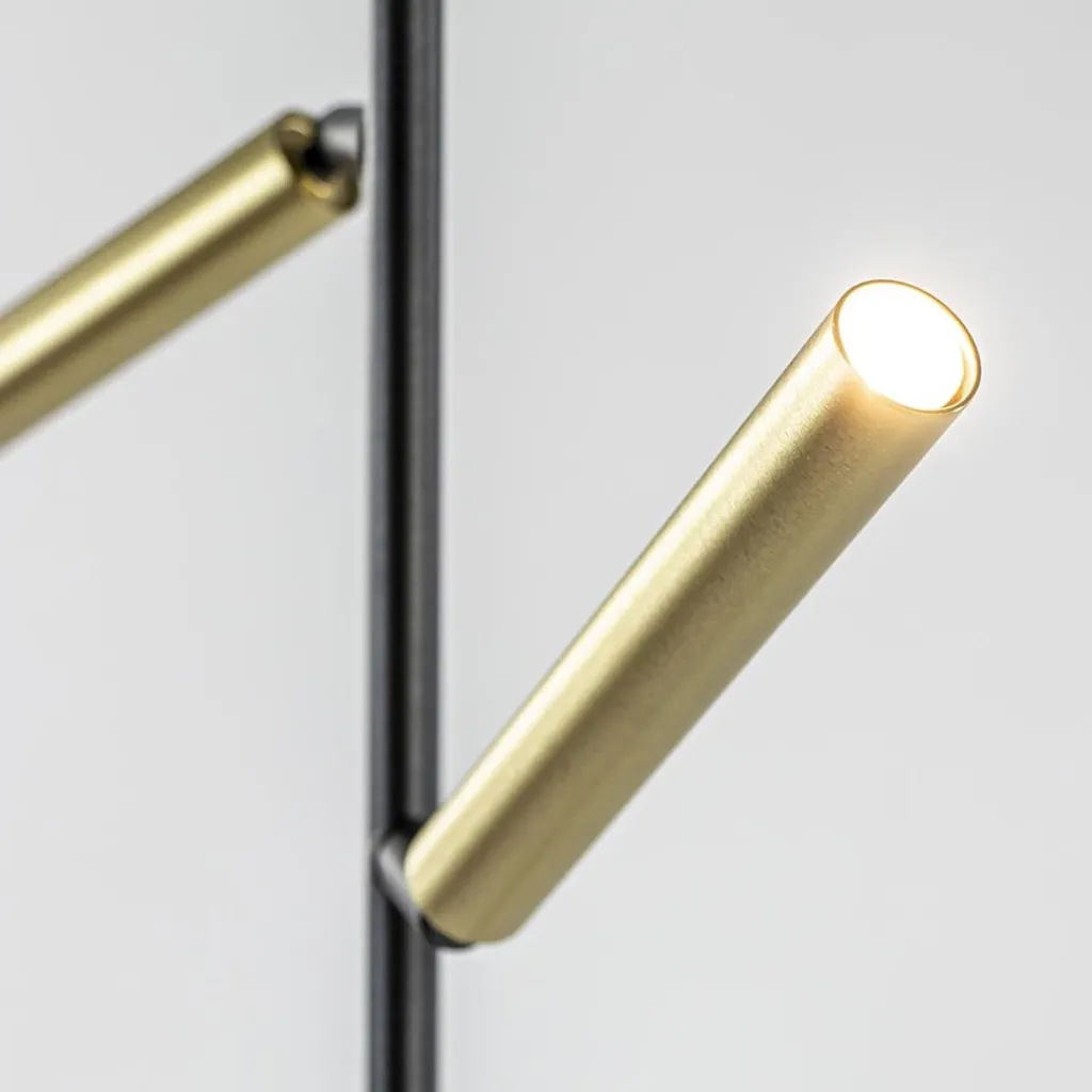 Straluma Vloerlamp Flute 2l zwart/matgoud pushdim> Vloerlampen|Leeslampen