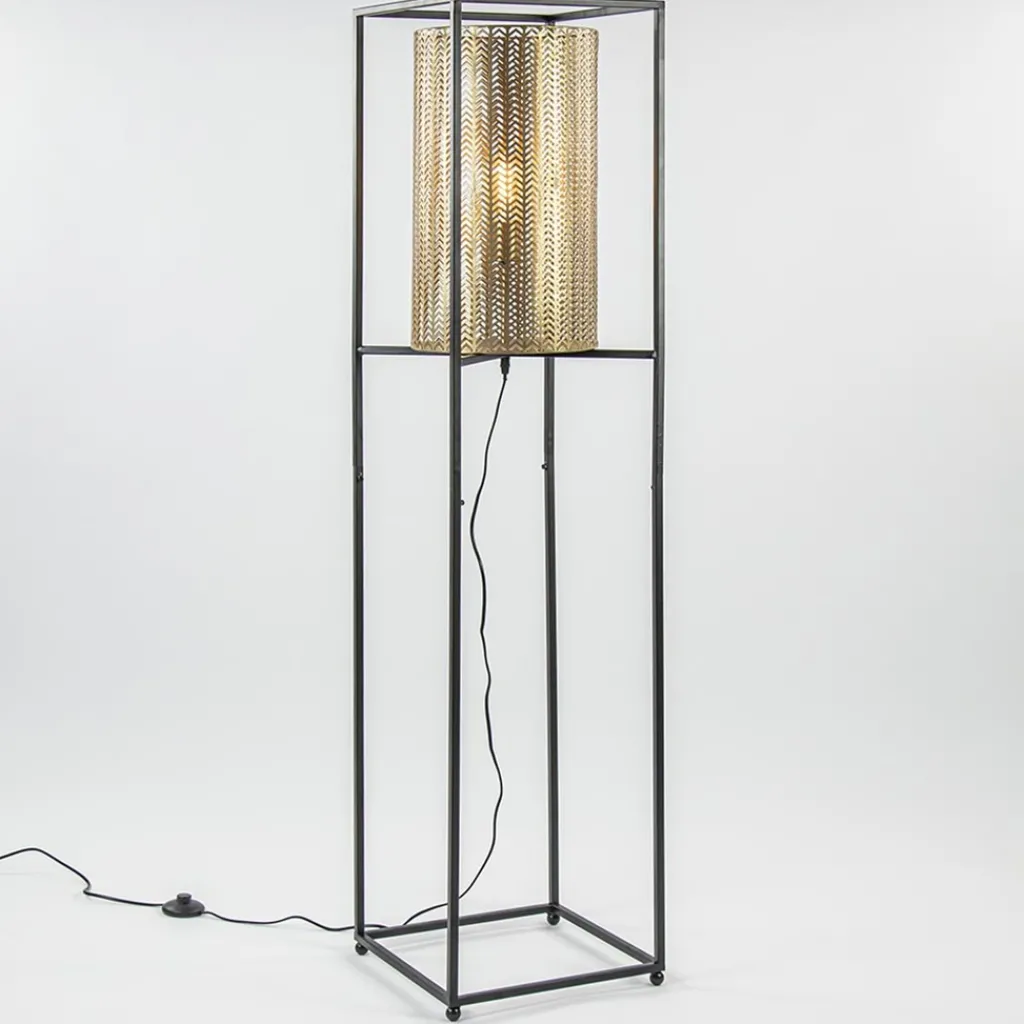 Straluma Vloerlamp Frame zwart/goud> Vloerlampen|Landelijke Verlichting