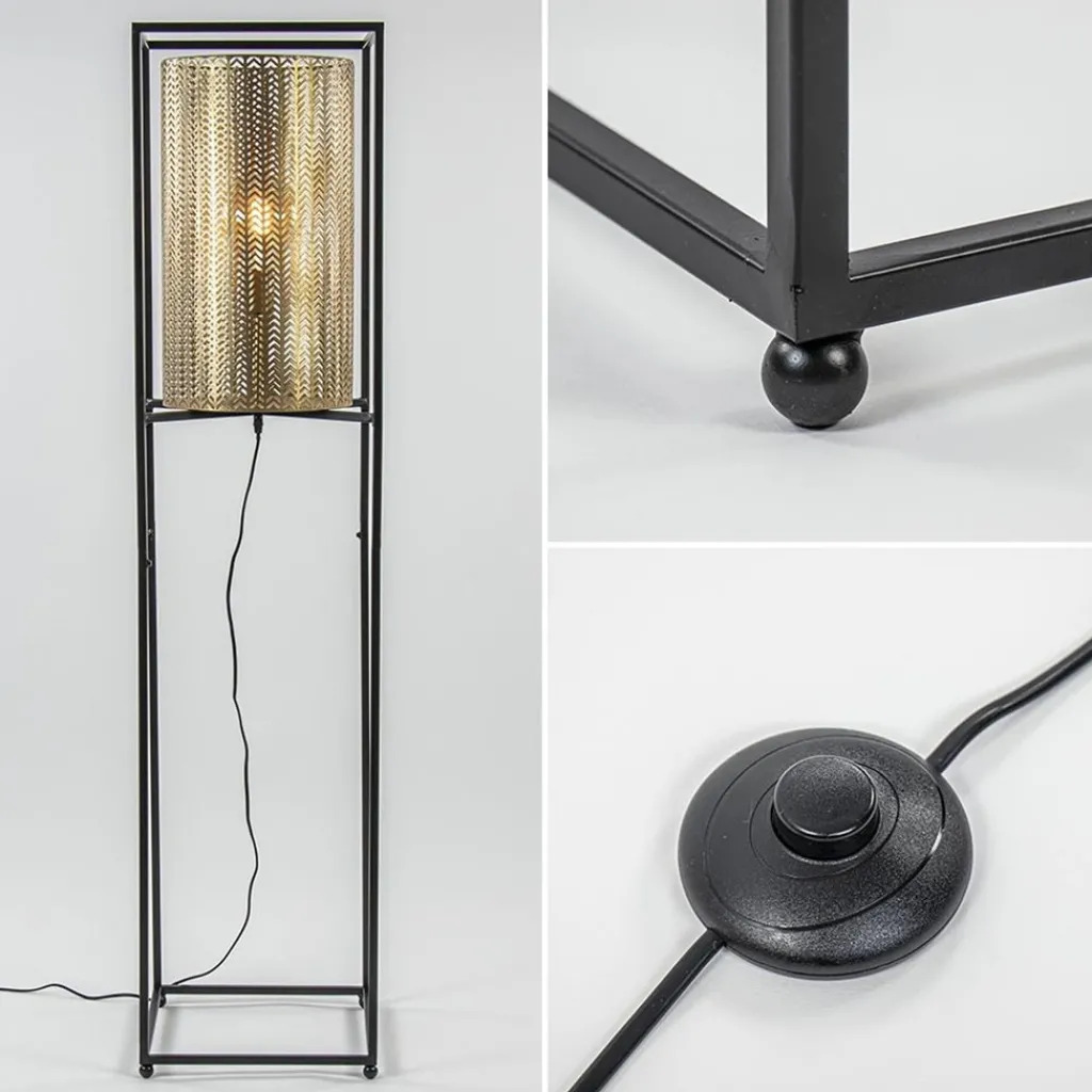 Straluma Vloerlamp Frame zwart/goud> Vloerlampen|Landelijke Verlichting