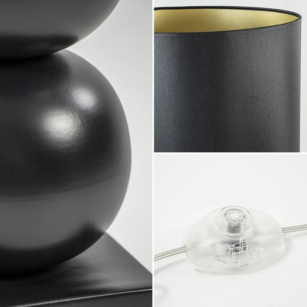 Straluma Vloerlamp hotel chic zwart met kap zwart/goud> Schemerlampen|Woonkamerlampen