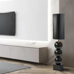 Straluma Vloerlamp hotel chic zwart met kap zwart/goud><noscript><img width=