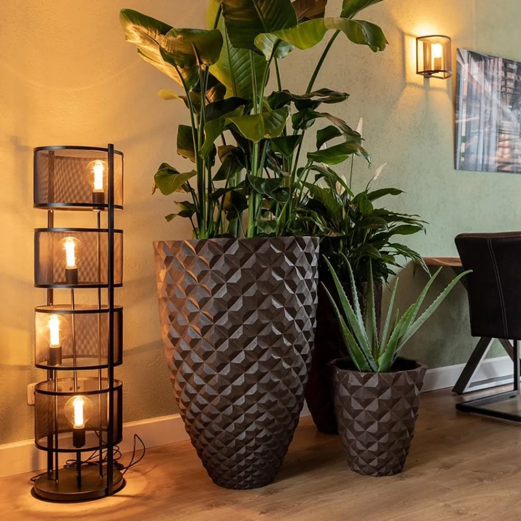 Straluma Vloerlamp 4L cilinder gaas zwart> Slaapkamerlampen|Halverlichting