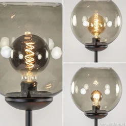 Straluma Vloerlamp 3-L zwart met bolglas smoke><noscript><img width=