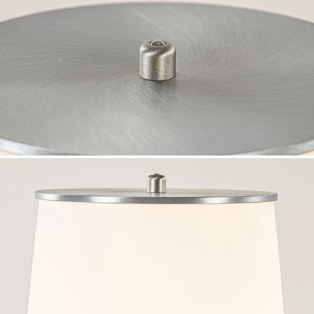 Straluma Vloerlamp Terra nikkel/wit glas dtw> Halverlichting|Vloerlampen