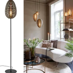 Straluma Vloerlamp Yaelle antiek brons met zwarte voet><noscript><img width=