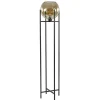 Straluma Vloerlamp zwart + amber glazen bol> Vloerlampen|Industriële Verlichting