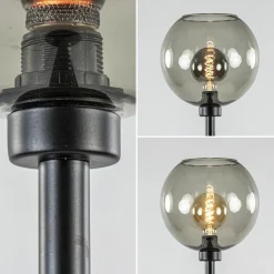 Straluma Vloerlamp zwart met smoke glazen kap><noscript><img width=