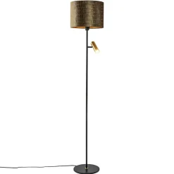 Straluma Vloerlamp zwart/goud met kap brons/goud> Woonkamerlampen|Vloerlampen