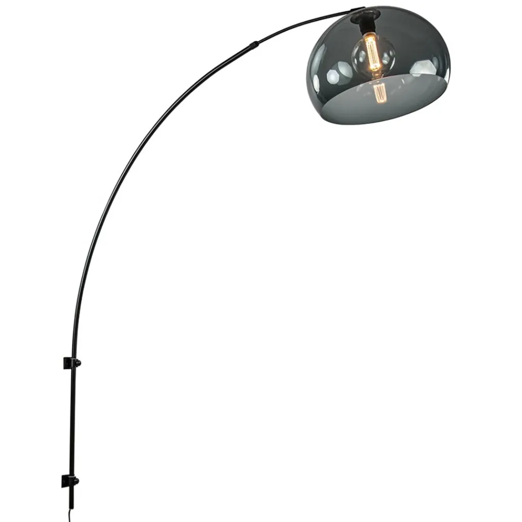 Straluma Wandlamp boog met smoke plexibol kap> Booglampen|Woonkamerlampen