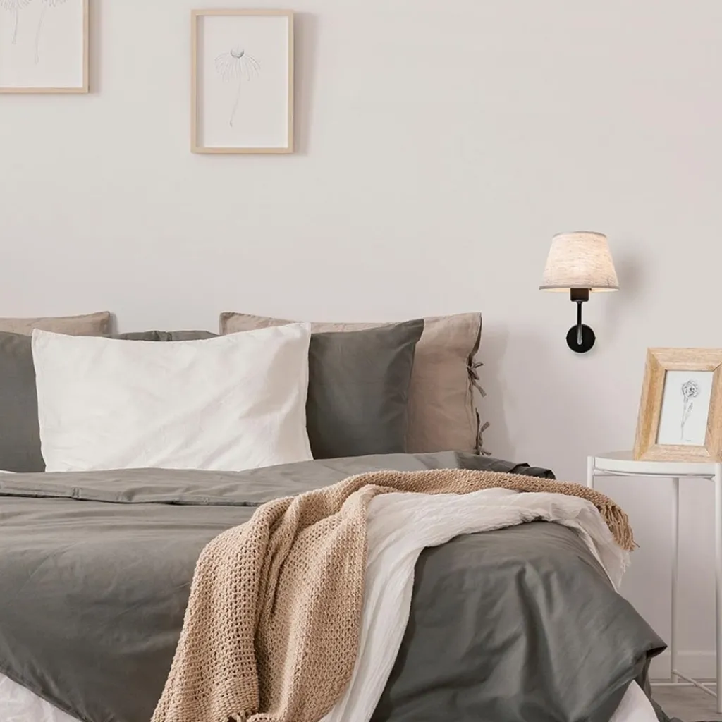 Straluma Wandlamp Chicago zwart/zandkleur kap> Wandlampen|Schemerlampen