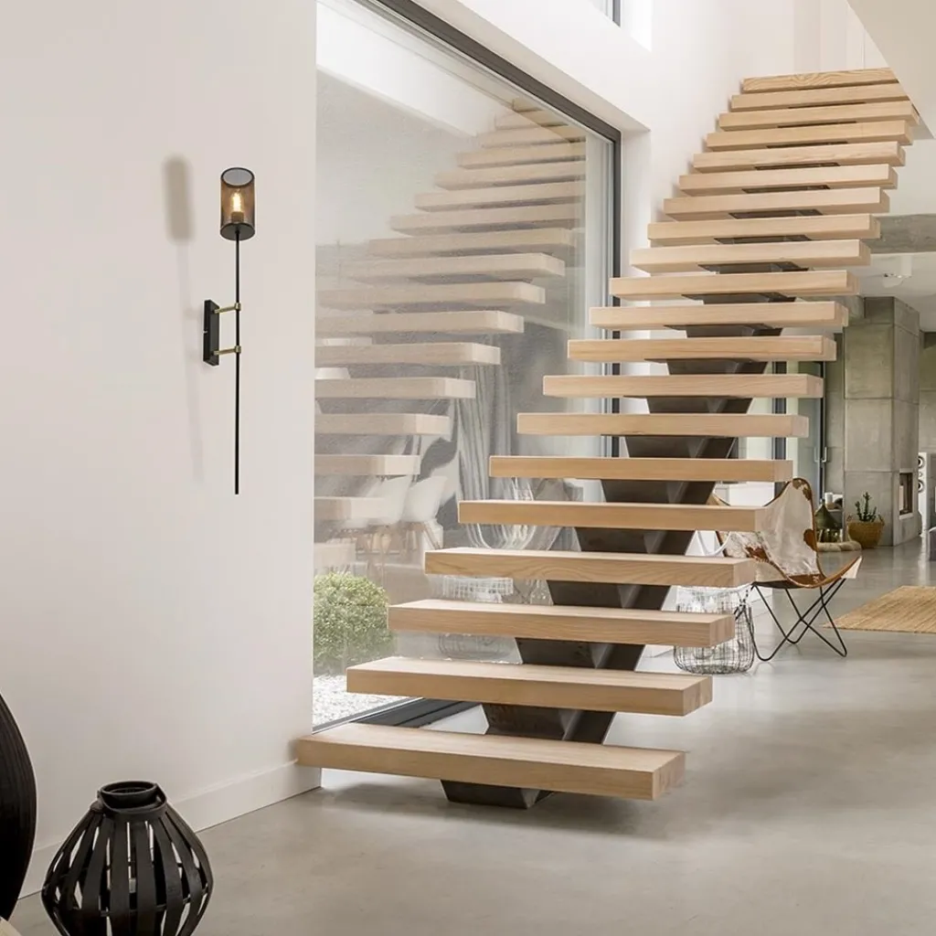 Straluma Wandlamp cilinder zwart/goud XL> Wandlampen|Industriële Verlichting