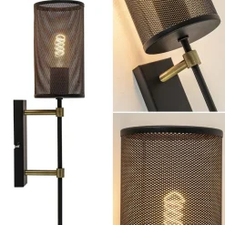 Straluma Wandlamp cilinder zwart/goud S><noscript><img width=
