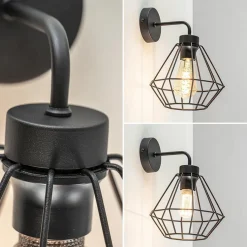 Straluma Wandlamp draadkorf zwart><noscript><img width=