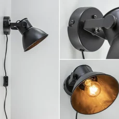 Straluma Wandlamp Eliano zwart industrieel><noscript><img width=