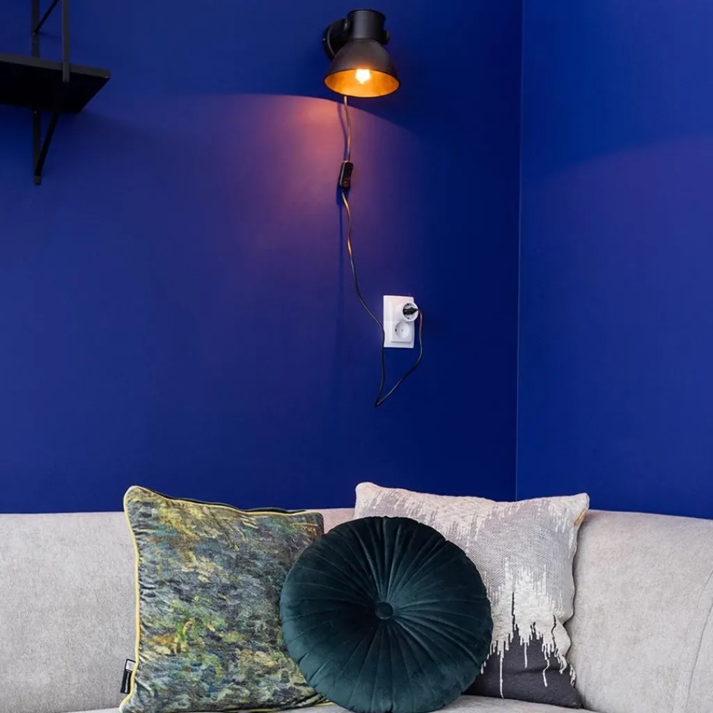 Straluma Wandlamp Eliano zwart industrieel> Light and Living|Woonkamerlampen