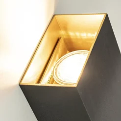 Straluma Wandlamp Eros rechthoek zwart/matgoud 2xgu10><noscript><img width=