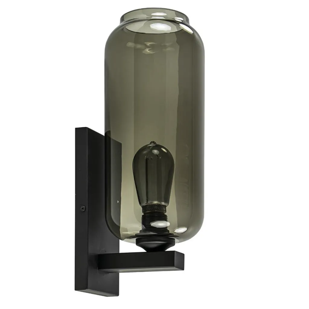 Straluma Wandlamp Lett zwart + smoke glas> Wandlampen|Design Verlichting