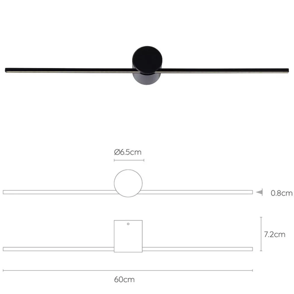 Straluma Wandlamp Mizar 60cm zwart IP44> Wandlampen|LED Badkamerlampen