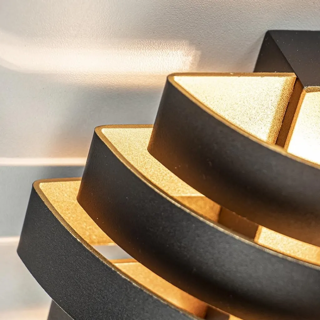 Straluma Wandlamp Scudo zwart/goud 20cm> Woonkamerlampen|Halverlichting