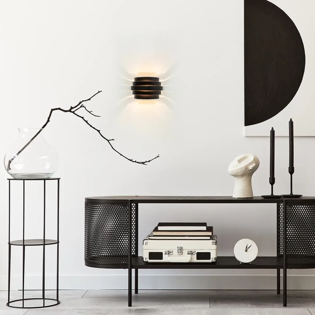 Straluma Wandlamp Scudo zwart/goud 20cm> Woonkamerlampen|Halverlichting