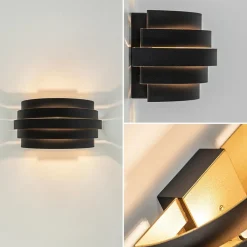 Straluma Wandlamp Scudo zwart/goud 25cm><noscript><img width=