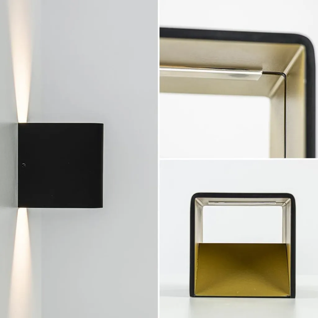 Straluma Wandlamp Stretto kubus zwart/goud> Wandlampen|Halverlichting