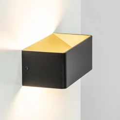 Straluma Wandlamp Stretto zwart/goud 20cm> Wandlampen|Halverlichting