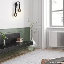 Straluma Wandlamp toog dubbel zwart><noscript><img width=