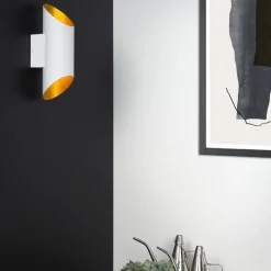 Straluma Wandlamp up+down cilinder wit/goud><noscript><img width=