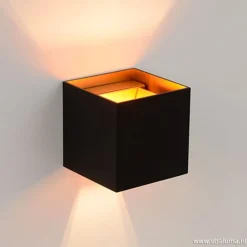 Straluma Wandlamp Xio kubus zwart/goud inclusief G9><noscript><img width=