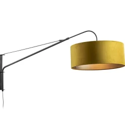 Straluma Wandlamp zwart met velourse kap> Wandlampen|Schemerlampen