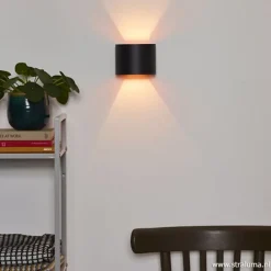 Straluma Wandlamp zwart/goud Xio up+down rond><noscript><img width=