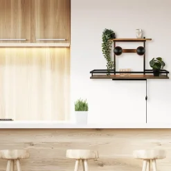 Straluma Wandlamp/wandrek zwart met houten planken><noscript><img width=