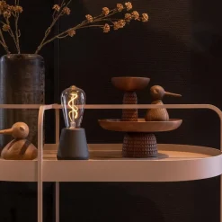 Straluma Zwart houten tafellamp oplaadbaar met helder glas><noscript><img width=