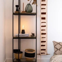 Straluma Zwart houten tafellamp oplaadbaar met helder glas><noscript><img width=