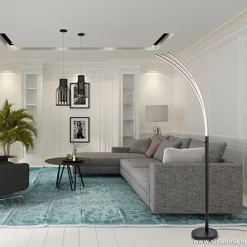 Straluma Zwarte boog vloerlamp LED dimbaar><noscript><img width=