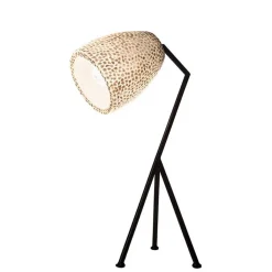 Straluma Zwarte driepoot tafellamp met witte schelpenkap> Tafellampen|Schelpenlampen