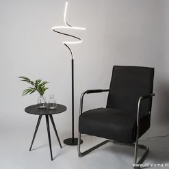 Straluma Zwarte krul vloerlamp LED dimbaar><noscript><img width=
